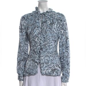 NWT Donna Karan New York Bohemian Paisley Ruffle Neck Blouse